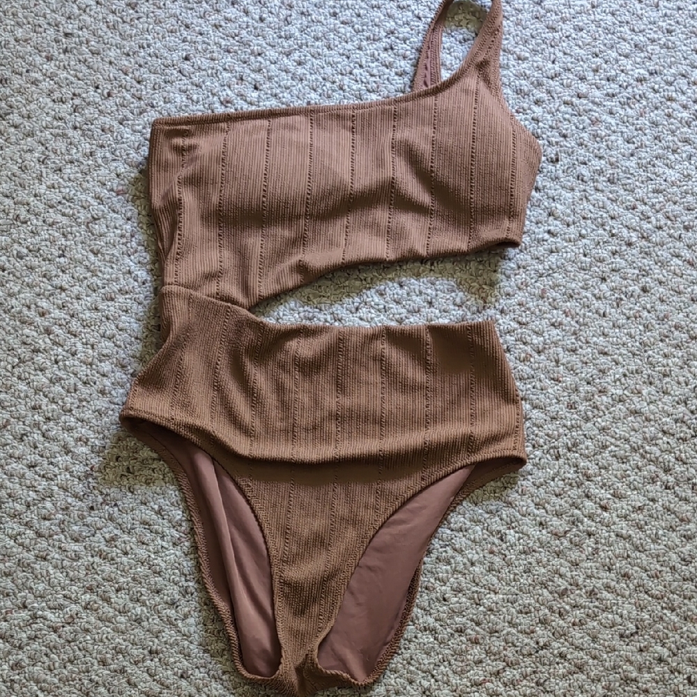 Aerie Scrunch Brown One Piece Swimsuit